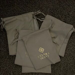 Kendra Scott Gray Drawstring Jewelry Pouches with Gold Logo - Set of 10